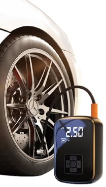 EAFC Compressore Aria Portatile,4000mAh Mini Compressore 4 modalità Air Pump Elettrica 150PSI Gonfia Gomme Auto Portatile con Schermo LCD Digitale e Torcia LED per Auto/Bici/Moto/Scooter/Pallone