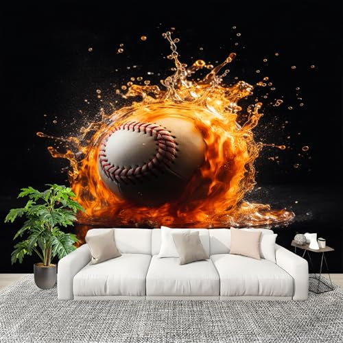 Générique Grande taille Papier Peint de Photo 200x140 cm 3dFeuBaseballSports Peler Et Coller Papier Peint Panoramique intissé Murale Noir Pour Salon Chambre Enfant Chambre Décoration