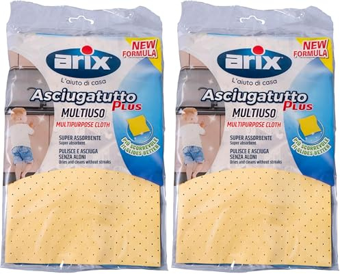 Arix | Panno Asciugatutto XL Plus Multiuso, Panno in TNT, per Tutte le Superfici, Panno per Pulizia, Facile da Strizzare, Antibatterico, non Lascia Aloni, 40x35cm (Confezione da 2)