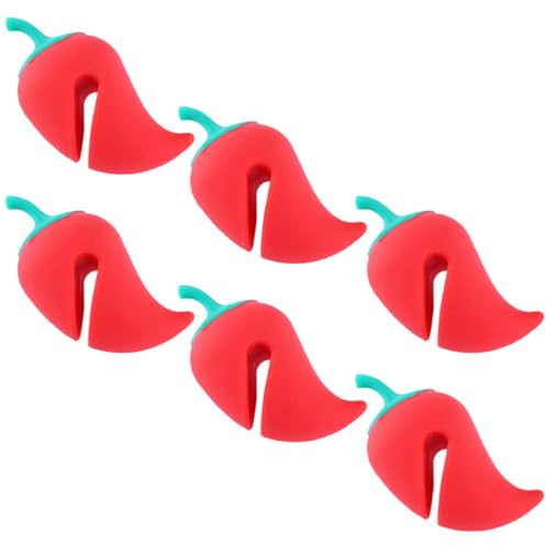Beaupretty 6pcs Pepper-shaped Silicone Pot Lid Lifters Spill-proof Boil Stoppers Kitchen Pan Spill Guards for Cooking Prevention