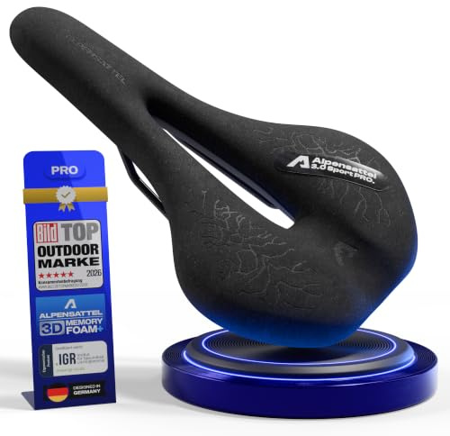ALPENSATTEL® Ergonomisk cykelsadel Race PRO [3D minnesskum] – cykelsadel för kvinnor och män – ventilerande material för perfekt tryckfördelning – universell sadelhållning för varje hjul