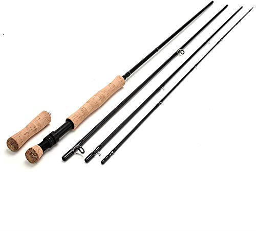 Fliegenfischrute aus Kohlefaser, 7 Wt 8 Wt / 8 Wt / 4 Abschnitte, extra Griff, für Süßwasser, Forellen, See, Kork-Griffe