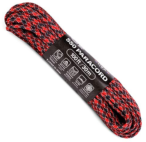 Atwood Rope MFG 550 Paracord 100 Feet 7-Strand Core Nylon Parachute Cord Outside Survival Gear Made in USA | Lanyards, Bracelets, Handle Wraps, Keychain (Dead Pool)
