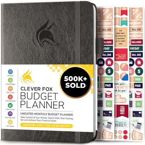 Clever Fox Budget Planner, Monthly Bill Tracker Book 5.8x8.3 Dark Gray