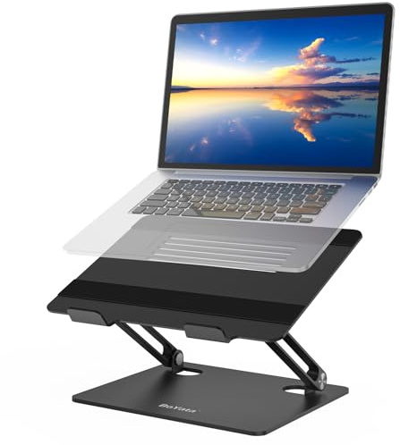 BoYata Laptop Ständer, Mehrwinke mit Lüftungsschlitzen, Verstellbarer Notebook Ständer, Kompatibel für Laptop (11-15 Zoll) Einschließlich MacBook Pro/Air, Dell, Samsung, HP (schwarz)