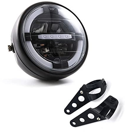evomosa Fari moto Fari a LED universali da 7'' con luci di marcia diurna per Cafe Racer Bobber Chopper