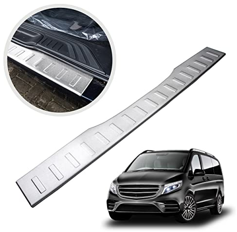 CHROMEMASTER | Load Sill Guard; Rear Bumper Protector | Compatible with Mercedes Vito V-class W447 2014- | Brushed stainless steel, matt silver | Protective Strip Secures the Rear Bumper from Damage
