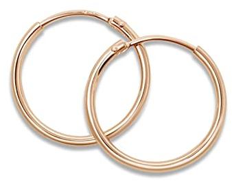 Mary & Jules Creolen Rosegold aus 925 Sterling Silber, feine Ohrringe Rosegold Creolen Damen aus recyceltem Silber, vergoldet