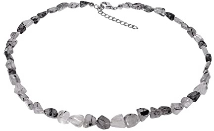ELEDORO echter Schwarzer Rutilquarz Halskette Collier für Damen Silber 925 48cm lang