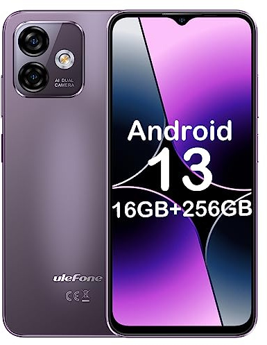 Ulefone - Note 16 Pro, smartphone Android 13, 16 GB RAM+256 GB ROM, schermo HD+ da 16,5 cm, batteria 4400 mAh, fotocamera 50 MP+ 8 MP, telefono cellulare doppia SIM, sblocco facciale, GPS, OTG