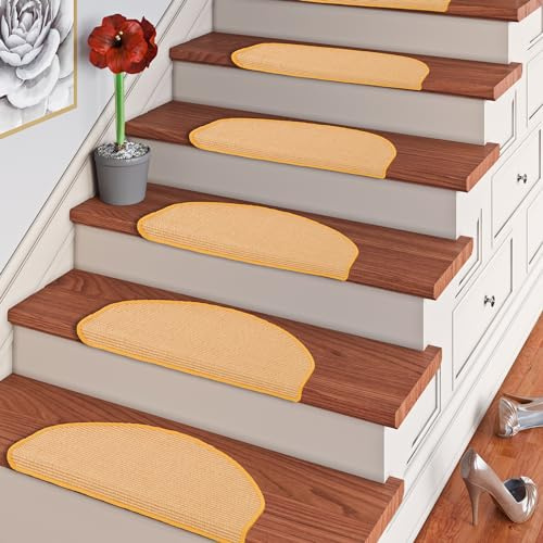 Snapstyle Natur Sisal Stufenmatte Halbrund Einfarbig | 100% Naturfaser | Rutschsicher und Robust | Große Farbeauswahl