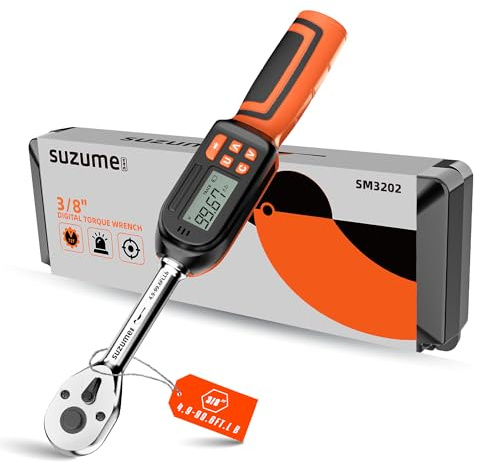 SUZUME Digital Torque Wrench 3/8 Drive (4.9-99.6 Ft. Lb/ 6.6-135 N.m)±2% High Accuracy Digital Torque Wrench with Buzzer and LED Flash Notification Four Units of Measure Torque Wrenches Digital