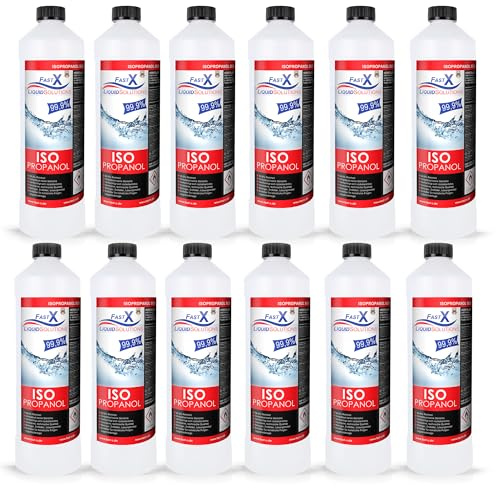 Isopropanol 99,9% Reiniger – 12x1 Liter | Hochprozentiger IPA Reinigungsalkohol für Haushalt & Elektronik | Made in Germany (12x1 Liter)