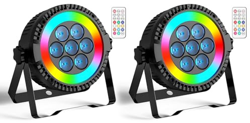 DELIBANG 2er Pack LED Strahler,RGBW Bühnenlicht Partylicht 4-in-1 LED Par DMX512 mit Fernbedienung für Veranstaltungen/Bühne/Hochzeitund/Party/Club Disco Show/Weihnachten Urlaub Veranstaltungen