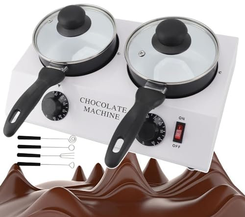 forplubossmmp Máquina para Derretir Chocolate | Máquina Templadora De Chocolate De Doble Recipiente | Temperatura Ajustable De 30~85°C | Accesorios para Herramientas para Hornear Fuentes De Chocolate
