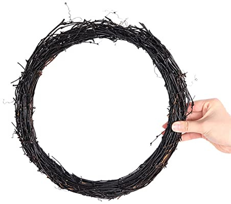 Grapevine Wreath,Black Halloween Wreath,Christmas Wreath Twig Rattan Wreath,Door Garland DIY Craft Front Door Wall Hanging or Wedding Decor,Halloween Decoration
