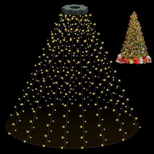 Opard Lichterkette Weihnachtsbaum, 3m x 16 Stränge 400 LEDs Weihnachtsbeleuchtung mit Stecker, Weihnachtsdeko mit 8 Beleuchtungsmodi Timer und Memory-Funktion für Innen Außen Christbaum