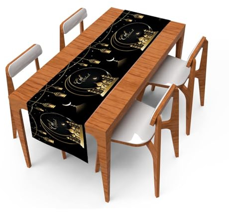 Eid Decorations Table Runner, Eid Mubarak Table Runner Muslim Islam Table Cloth Eid Festival Party Decorations, 180*35cm