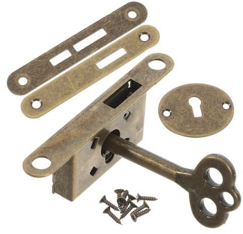 JEWEDECO Patina Vintage Small Cabinet Door Lock Hidden Cabinet Lock for Jewelry Box