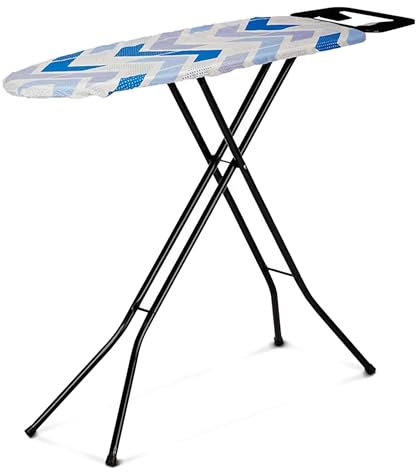 TIENDA EURASIA – Tabla de Planchar Zig Zag | Material Metal y Tela | Plegable | Color Azul y Blanco | Medidas Tabla Abierta: 126x30x88 cm + Área de Planchado: 31x106 cm