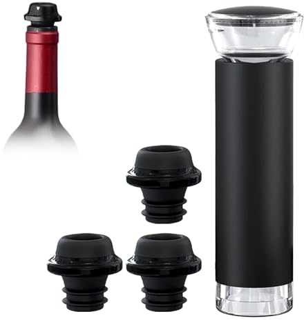AIKARO - Wine Saver Preserver 1 Vacuum Pump with 3 Wine Bottle Stoppers