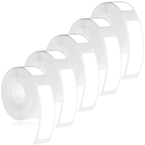 Nogeqi 5 Rollen Etiketten für Phomemo D30 D32 D35 Q30 Q30S Q31, 12 x 40 mm, Thermal Label Tape, Thermo Etikettenband Adaptiertes Etikettendruckpapier für Haus Büro Schule, 160 Bänder/Rollen, Weiss