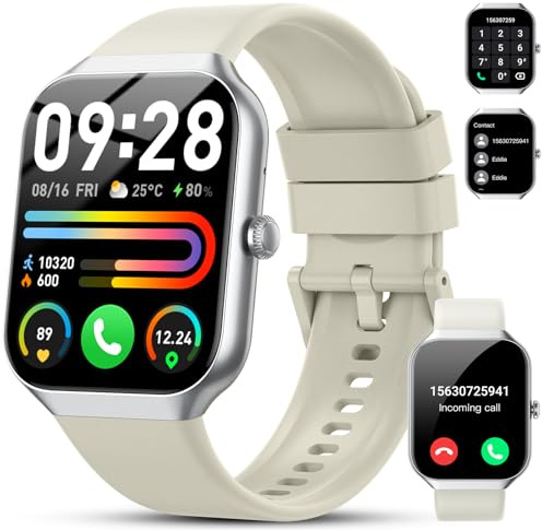 Motast Smartwatch Damen Herren,Smart Watch, Telefonfunktion,115+ Sportmodi Schrittzähler Armbanduh,Weiß
