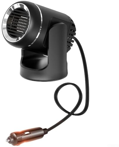 12 V 120 W Auto-Heizung und Lüfter-Defroster mit 360° verstellbarem Sockel, Rapids Windschutzscheiben-Defogger für Winterfahrten, kompaktes ABS-Warmluftgebläse für Autos, SUVs, Vans, LKWs (schwarz)