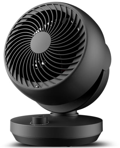 AirEase Ventilador silencioso de 22 dB, ventilador de mesa 3D muy potente. 3 velocidades e inclinación ajustable a 90°, para oficina, dormitorio, salón, habitaciones de 18 m², color negro