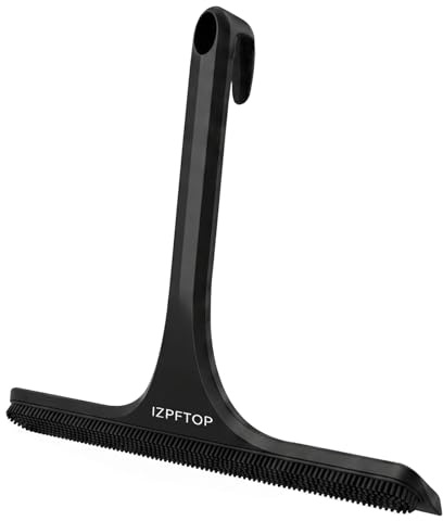 IZPFTOP 2-in-1 Silicone Shower Squeegee Wiper with Brush & Hanging Hook | Silicone scrubber squeegee for shower glass, window, mirror. Built-in hook hangs anywhere. No scratches, streak-free clean