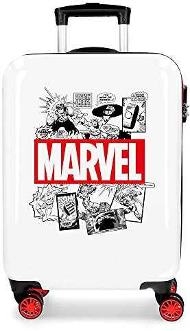 Marvel Avengers Comic Kabinenkoffer Weiß 40x55x20 cms Hartschalen ABS Kombinationsschloss 34L 2,6Kgs 4 Doppelräder Handgepäck