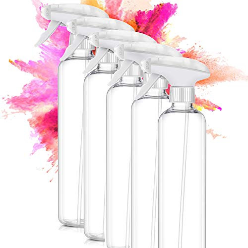 ImnBest Spruzzino Nebulizzatore, 5 Pezzi PET Plastica 500 ml Grilletto Spruzzatore,Trasparente Spray Bottles Spruzzini vuoti Plastica Spray Bottle per Acqua, Giardino, Pulito Cucina