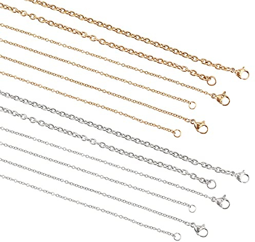 UNICRAFTALE 12pcs 3 Größen 45~60cm Kabelkette Halskette Edelstahlkette Mit Hummerverschlüssen Golden & Edelstahl Farbe Kabelkette Für DIY Halskette Schmuckherstellung, 1.5~3 mm