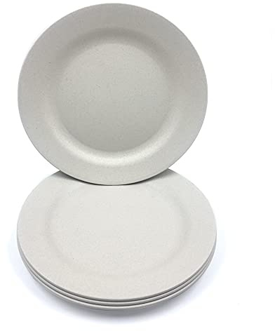 4 Pack 13 Inch Extra large Size Dinner Plate Sets, Delicious Pasta Plates, Unbreakable Dishes, Lightweight Salad Dinnerware, Reusable Dessert Tableware (33cm Beige)
