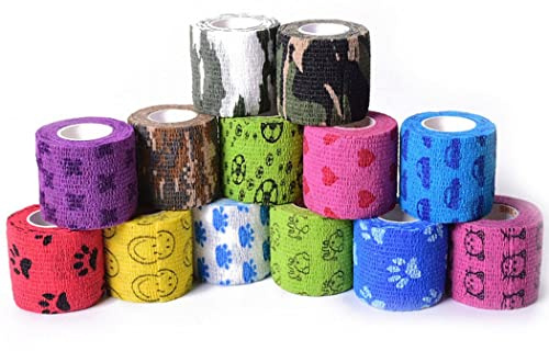 ZESLIV 10 Rolls Plaster Bandage Cohesive Self-Adhesive Bandages Green 2.5 cm x 4.5 m Quick Bandage Finger Plaster Wound Dressing for Pets Dogs Children Elastic Fixation Bandage
