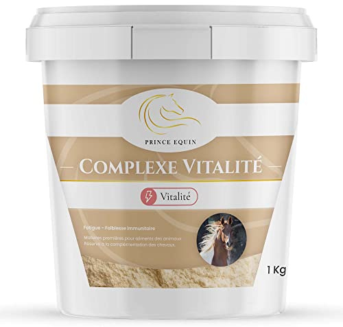 PRINCE EQUIN - COMPLEXE VITALITÉ - Complément nutritionnel Cheval - Seau 1 kg - Saule blanc, vitamine C - Regain d'énergie - Remise en forme - Confort des articulations - Marque Française