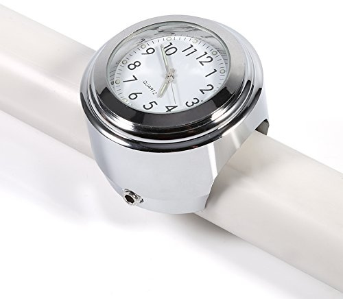 Tbest Lenker Uhr,7/8 1 Lenkerhalterung Uhr Lenkeruhr Zeitmessuhr Wasserdicht Motorraduhr Lenkeruhr Weiß für Fahrrad Motorrad