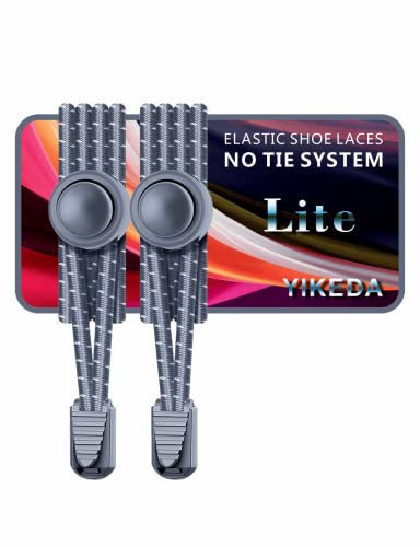 YIKEDA No Tie Elastic Laces 120CM Elastic Shoe Laces No Tie Elastic Shoelace Lock System Suitable for Kids Adults Elderly Disabled (Gray)