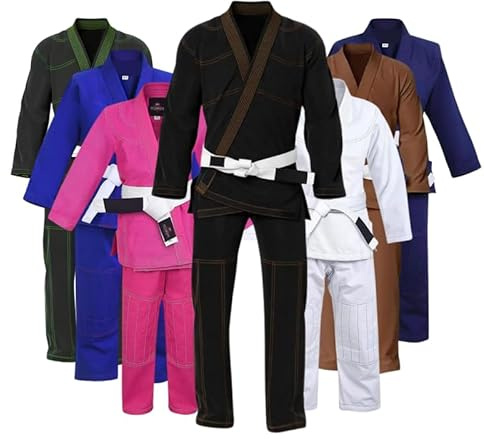 Right Punch Ultimate Brazilian Jiu Jitsu Gi – Preshrunk Unisex Bjj Gi Lightweight 450 Gsm Cotton Fabric | Perfect Fit for Men Women and Kids | Premium Training Uniform with Comfort Sizing Guide|Black