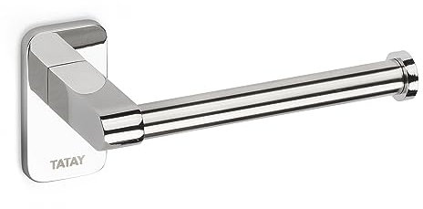 TATAY Portarrollos sin Tapa para el Papel Higiénico Slim, en Acero Inoxidable, Doble Sistema de Fijación con Tornillos o Glu Fix. Medidas 6,5 x 6 x 14 cm