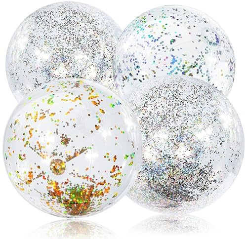 flintronic Beachball, 4 Stück Aufblasbarer Strandball, Wasserbälle Poolball, für Sommeraktivitäten im Freien, Schwimmbad-Strandparty