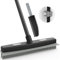 WELDUN Rubber Broom with Squeegee, 142 cm, Rubber Bristles, Telescopic Handle, Removing Animal Hair (Cats/Dogs), Floor Brush for Carpet, Window, Tiles, Indoor and Outdoor Use, Waterproof, Black/Grey