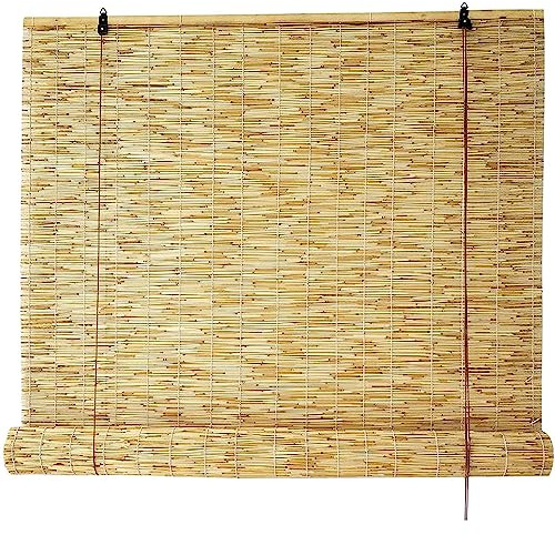 DGSFES Natural Retro Schilf Vorhang, Bambusrollo Outdoor Wetterfest,Rollo Bambus Handgewebt,Sonnenschutzrollos, Bambus Raffrollo Vorhang für Balkon Blickschutz,Anpassbar,120x200cm/47x79in(WxH)