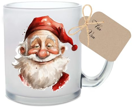 Manufaktur Liebevoll - Lustige Glühweintasse aus Glas mit Spruch und Weihnachtsmännern - Geschenk für die Vorweihnachtszeit und zu Weihnachten
