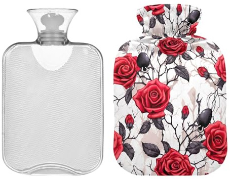 Botella de agua caliente con bonita cubierta, bolsa de agua caliente de invierno de 1 litro para alivio del dolor de cuello, hombros y piernas, calambres menstruales, calentadores de pies y manos,