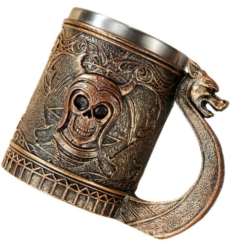 MUCKLILY Kreative Skull Kaffeetasse Resin Nordic Viking Style Rustikaler Bierbecher Für Zuhause Party Und Dekoration Einzigartiges Trinkgefäß Für Und