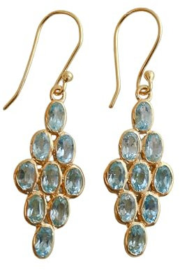 Blautopas vergoldete Sterling Silber Ohrringe Natürlicher Edelstein - Geburtstagsgeschenk - Mother's Day Gift - Handgefertigte Geschenkideen für Frauen