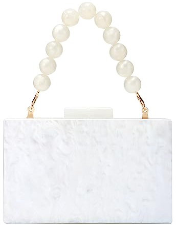 EVEOUT Damen Elegante Acryl Abendtasche Clutch mit Perlen-Handkette Marmorierte Umhängetasche Handtaschen für Party Abschlussball Hochzeit Brauttasche