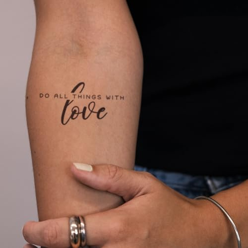 Do All Things With Love - Inkster Tattoo | Vegane & Wasserfeste Temporäre Tattoos für Erwachsene | EU-Kosmetikzertifizierte Farbe | Revolutionäres 2 Wochen Tattoo | Premium Klebetattoos