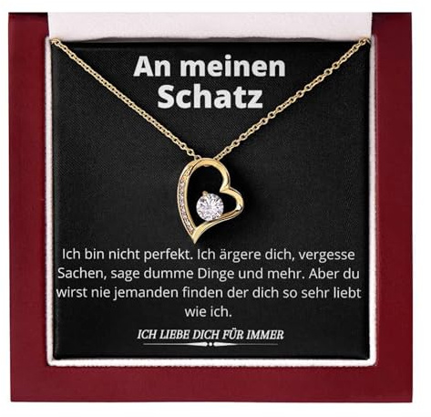 Ahnona Herz Kette Damen - Geburtstagsgeschenk für Frauen, Geschenke für Freundin, 30. 40. 60 Geburtstaggeschenke mit LED Geschenkbox, Jahrestag Geschenk für Sie
